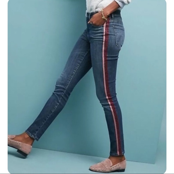 MOTHER Denim - MOTHER JEANS The Looker Ankle Here kitty kitty Glitter Racer